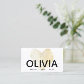 Bold Modern Gold Heart White Visitenkarte (Stehend Vorderseite)