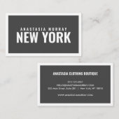 Bold Modern Gray White Minimalistisch Luxus Boutiq Visitenkarte (Vorne/Hinten)