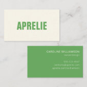 Bold Modern Green White Creative Beruflich Visitenkarte (Vorne/Hinten)