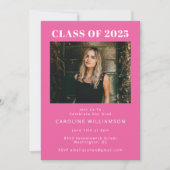 Bold Modern Hot Pink Two Foto Graduation Party Einladung (Vorderseite)