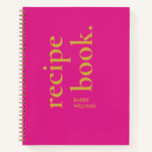Bold Modern Hot Pink Typografy Rezept Book Notizblock (Vorderseite)