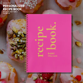 Bold Modern Hot Pink Typografy Rezept Book Notizblock
