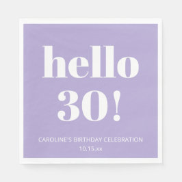 Bold Modern Lavender Purple 30th Birthday Party Serviette