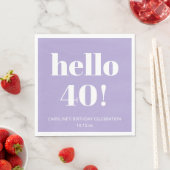 Bold Modern Lavender Purple 40th Birthday Party Serviette (Beispiel)