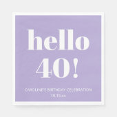 Bold Modern Lavender Purple 40th Birthday Party Serviette (Vorderseite)