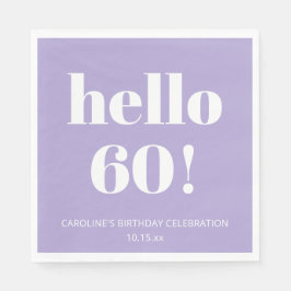 Bold Modern Lavender Purple 60th Birthday Party Serviette