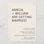 Bold Modern Minimalistisch Black Ivory TrendEinlad Einladung (Vorne/Hinten)