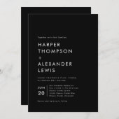 Bold Modern Minimalistisch Black Wedding Einladung (Vorne/Hinten)