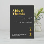 Bold Modern Minimalistisch Gray Wedding Rose Gold Folieneinladung (Stehend vorne)