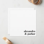 Bold Modern Minimalistisch Typografy Couple Names Mitteilungskarte (Vorderseite/Rückseite Beispiel)