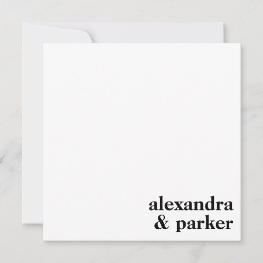 Bold Modern Minimalistisch Typografy Couple Names Mitteilungskarte (Vorderseite)