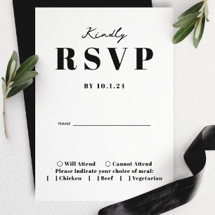 Bold Modern Minimalistisch Wedly Kindly RSVP Card