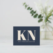 Bold Modern Monogram Beruflich Navy Blue Visitenkarte (Stehend Vorderseite)