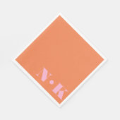 Bold Modern Monogram Initials Pink Orange Wedding Serviette (Ecke)