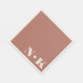 Bold Modern Monogram Initials Terracotta Rose Serviette (Ecke)
