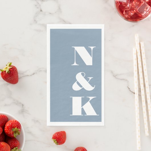 Bold Modern Monogram Initials Wedding Dusty Blue Serviette (Beispiel)