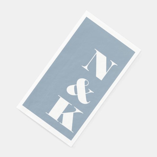 Bold Modern Monogram Initials Wedding Dusty Blue Serviette (Ecke)