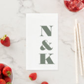 Bold Modern Monogram Initials Wedding Sage Green Serviette (Beispiel)