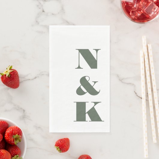 Bold Modern Monogram Initials Wedding Sage Green Serviette (Beispiel)