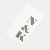 Bold Modern Monogram Initials Wedding Sage Green Serviette (Ecke)
