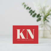 Bold Modern Monogram Professional Bright Red Visitenkarte (Stehend Vorderseite)