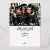 Bold Modern Navy Foto Class of 2023 Abschluss Folieneinladung (Rückseite)