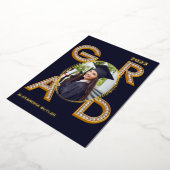 Bold Modern Navy Foto Class of 2023 Abschluss Folieneinladung (Gedreht)