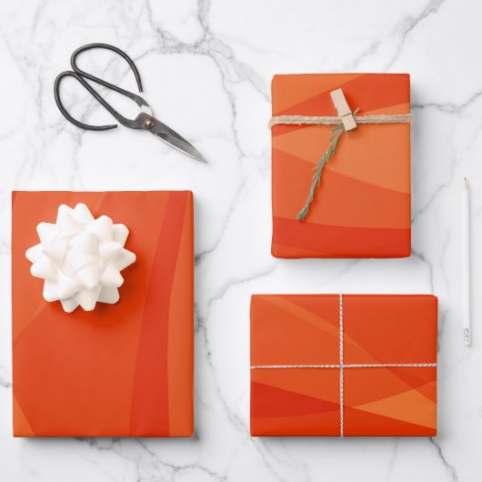 Bold Modern Orange Abstrakte Formen Kunstästhetik Geschenkpapier Set (Vorderseite)