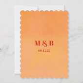 Bold Modern Orange Sunset Monogram Wedding Einladung (Rückseite)