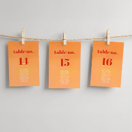 Bold Modern Orange Sunset Seating Chart Wedding Tischnummer