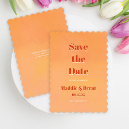 Bold Modern Orange Sunset Watercolor Wedding Save The Date