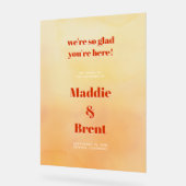 Bold Modern Orange Sunset Wedding Welcome Acrylschild (Winkel)