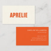 Bold Modern Orange White Creative Beruflich Visitenkarte (Vorne/Hinten)