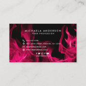 Bold Modern Pink Flames Social Icons Visitenkarte (Rückseite)