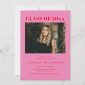 Bold Modern Pink Red Two Foto Graduation Party Einladung (Vorderseite)