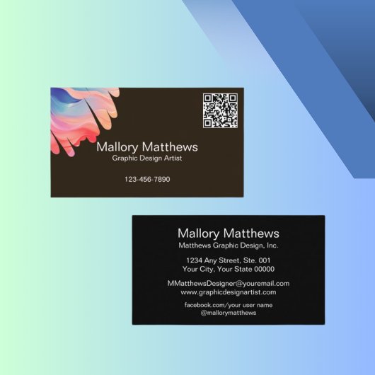 Bold Modern QR Code Graphic Design Artist Visitenkarte