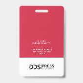 Bold Modern Red Circle Foto Press Pass & Logo Ausweis (Rückseite)