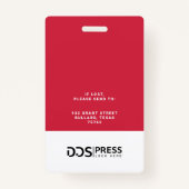 Bold Modern Red Circle Foto Press Pass & Logo Ausweis (Rückseite)