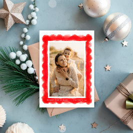 bold modern red RETRO christmas photo frame Feiertagskarte
