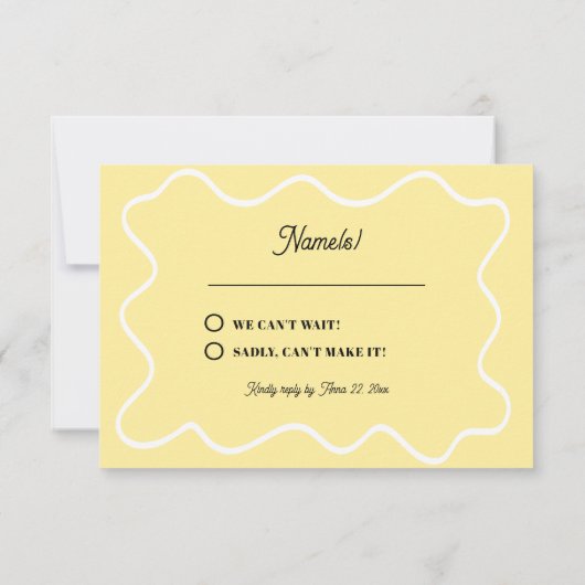 Bold modern Retro Funky Bright Wedding RSVP Karte (Rückseite)