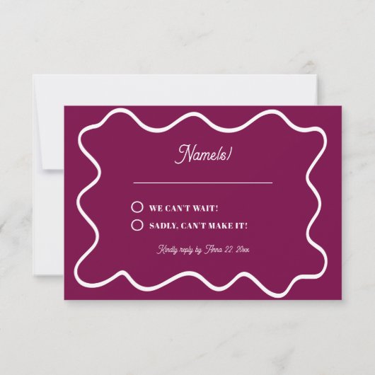 Bold modern Retro Funky Bright Wedding RSVP Karte (Rückseite)