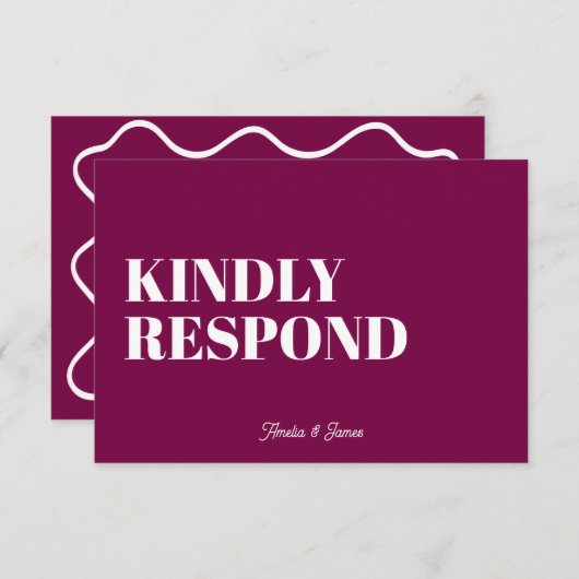 Bold modern Retro Funky Bright Wedding RSVP Karte (Vorne/Hinten)