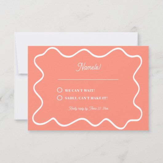 Bold modern Retro Funky Bright Wedding RSVP Karte (Rückseite)
