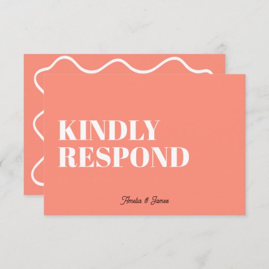 Bold modern Retro Funky Bright Wedding RSVP Karte (Vorne/Hinten)