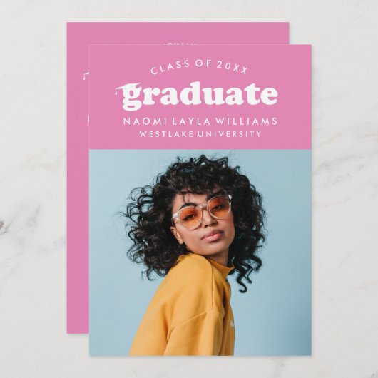 BOLD MODERN RETRO GRADUATE | EINLADUNG VON ABSCHLÜ (Vorne/Hinten)