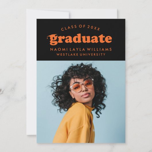 BOLD MODERN RETRO GRADUATE | EINLADUNG VON ABSCHLÜ (Vorderseite)