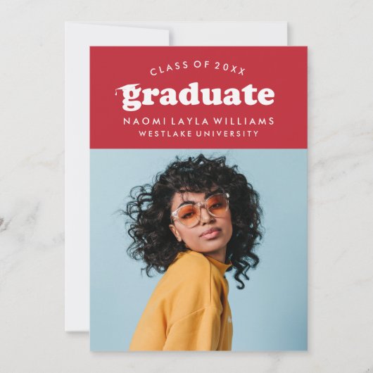 BOLD MODERN RETRO GRADUATE | EINLADUNG VON ABSCHLÜ (Vorderseite)