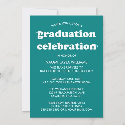 BOLD MODERN RETRO GRADUATE | EINLADUNG VON ABSCHLÜ (Rückseite)