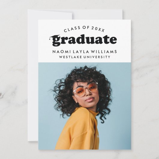 BOLD MODERN RETRO GRADUATE | EINLADUNG VON ABSCHLÜ (Vorderseite)