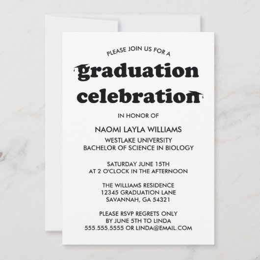 BOLD MODERN RETRO GRADUATE | EINLADUNG VON ABSCHLÜ (Rückseite)